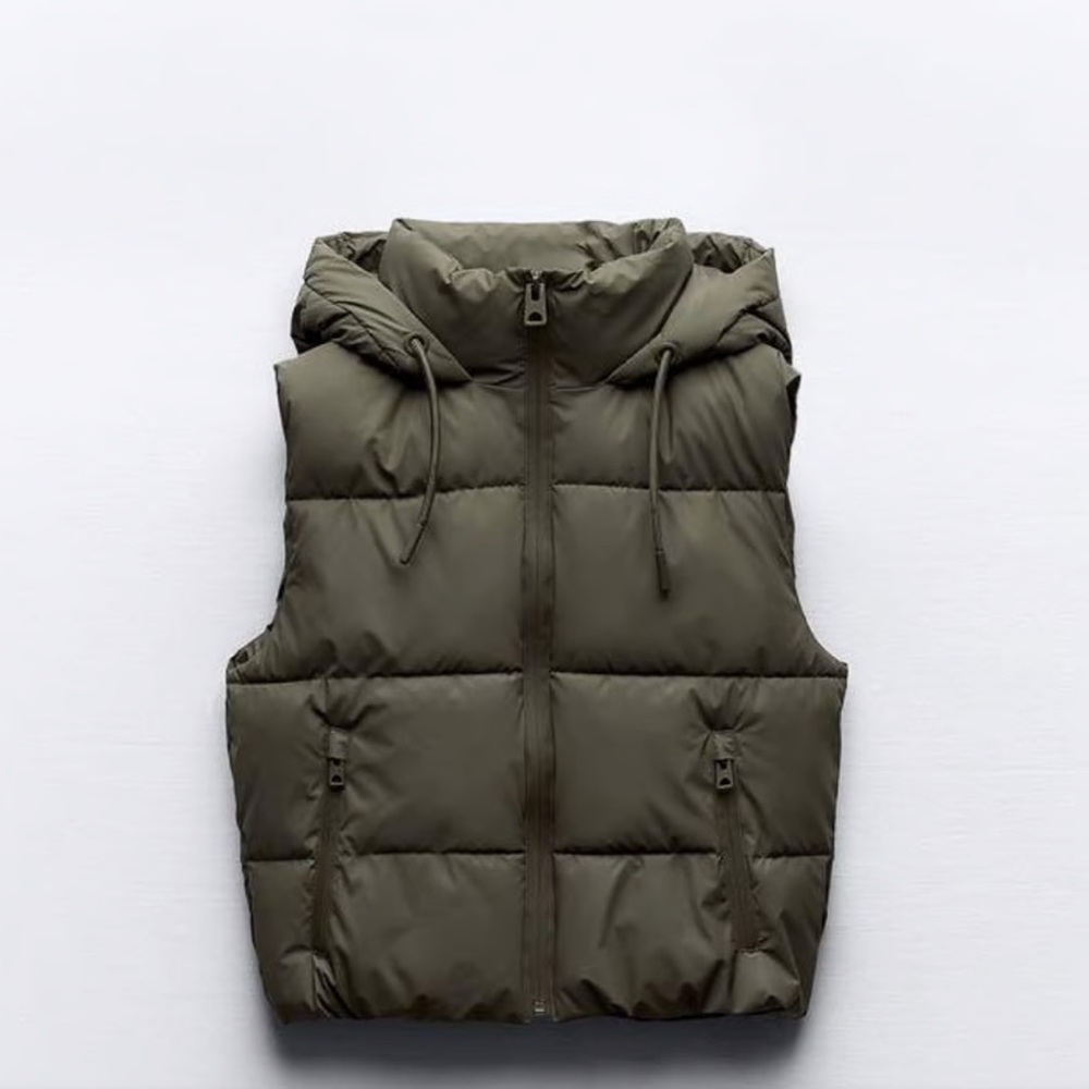 Rubberized Hooded Cropped Vest
